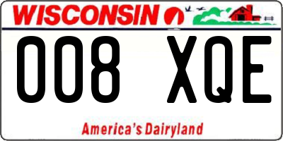 WI license plate 008XQE