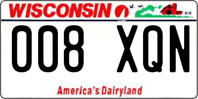 WI license plate 008XQN