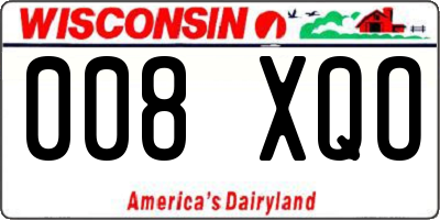 WI license plate 008XQO