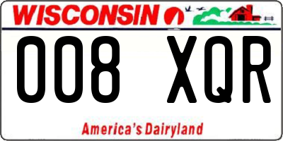 WI license plate 008XQR