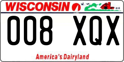 WI license plate 008XQX