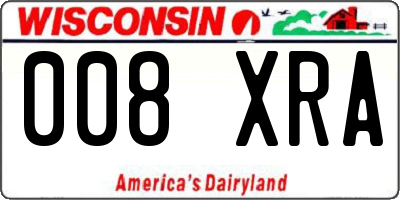 WI license plate 008XRA