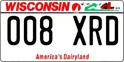 WI license plate 008XRD