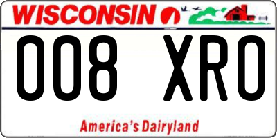 WI license plate 008XRO