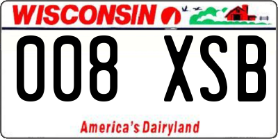 WI license plate 008XSB