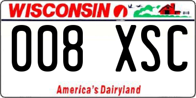 WI license plate 008XSC