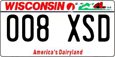 WI license plate 008XSD