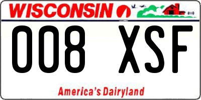 WI license plate 008XSF