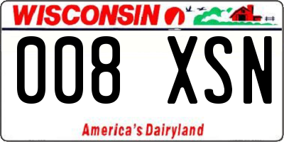 WI license plate 008XSN