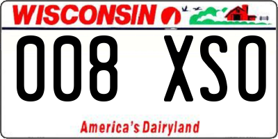 WI license plate 008XSO