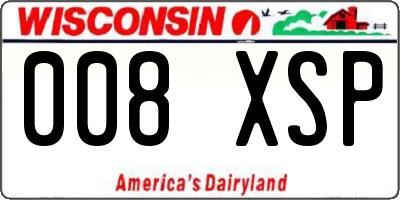 WI license plate 008XSP