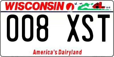 WI license plate 008XST