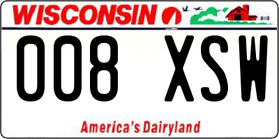 WI license plate 008XSW