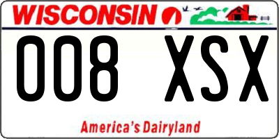 WI license plate 008XSX