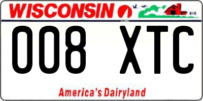 WI license plate 008XTC
