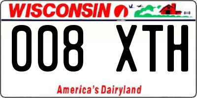 WI license plate 008XTH
