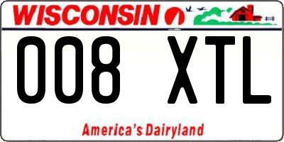 WI license plate 008XTL