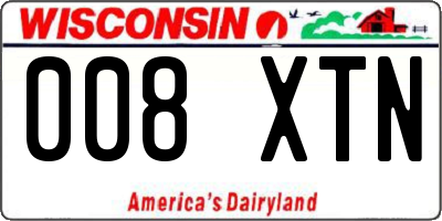 WI license plate 008XTN