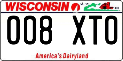 WI license plate 008XTO