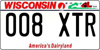 WI license plate 008XTR
