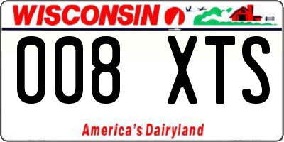 WI license plate 008XTS