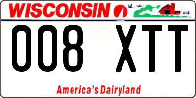 WI license plate 008XTT
