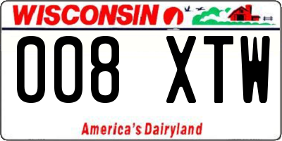 WI license plate 008XTW