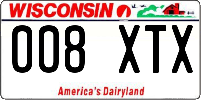 WI license plate 008XTX