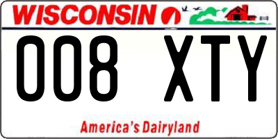 WI license plate 008XTY