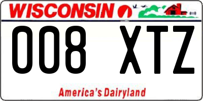 WI license plate 008XTZ
