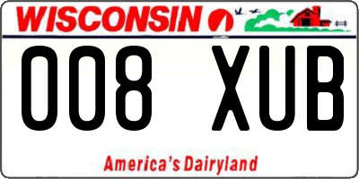 WI license plate 008XUB