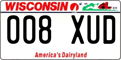 WI license plate 008XUD