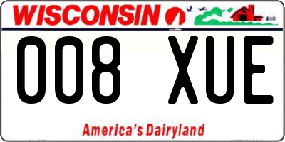 WI license plate 008XUE