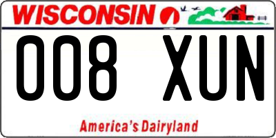WI license plate 008XUN