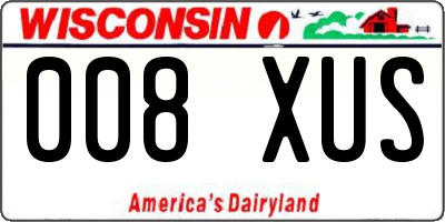 WI license plate 008XUS