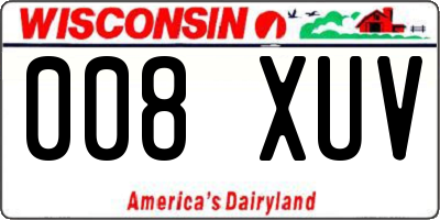 WI license plate 008XUV