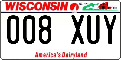 WI license plate 008XUY
