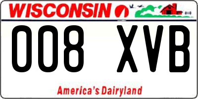 WI license plate 008XVB