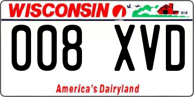 WI license plate 008XVD