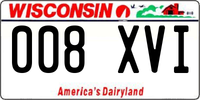 WI license plate 008XVI