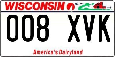 WI license plate 008XVK