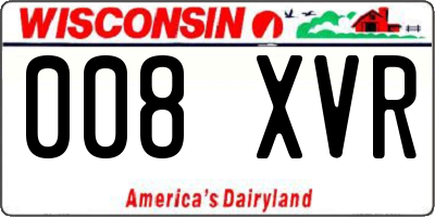 WI license plate 008XVR