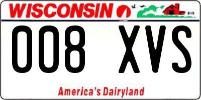 WI license plate 008XVS