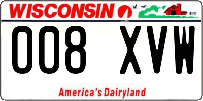 WI license plate 008XVW