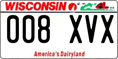 WI license plate 008XVX