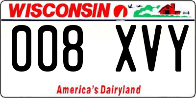WI license plate 008XVY