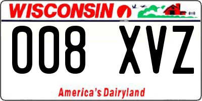WI license plate 008XVZ