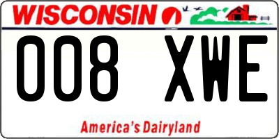 WI license plate 008XWE
