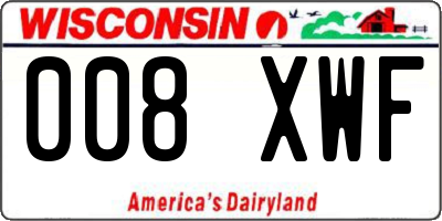WI license plate 008XWF