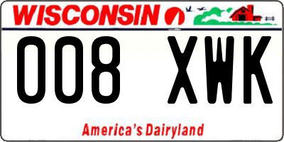 WI license plate 008XWK